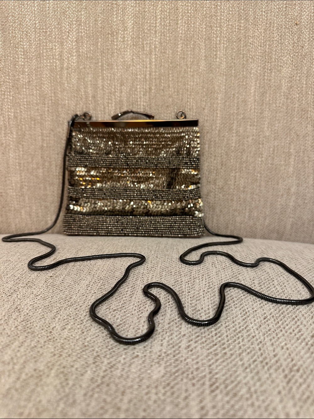 LOFR Sequin Evening Bag in Silvery/Bronzey:Taupe NWOT